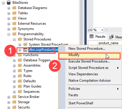 Изменение хранимой процедуры SQL Server