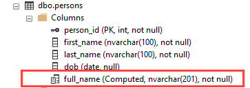 Пример вычисляемого столбца SQL Server