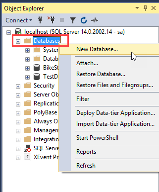 SQL Server СОЗДАНИЕ БАЗЫ ДАННЫХ с использованием SSMS, шаг 1