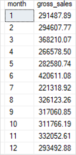 Пример функции MONTH для SQL Server